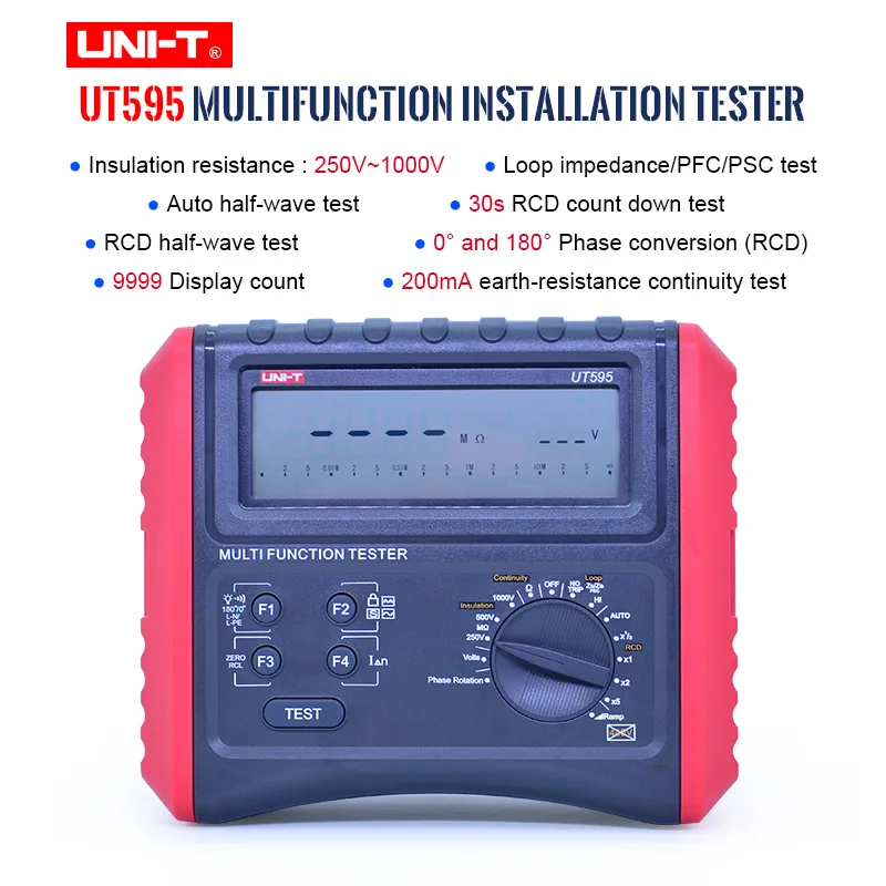 

UNI-T UT595 digital RCD tester Multifunction Loop Testers Earth Ground Line Loop Impedance Tester Insulation Resistance Meter