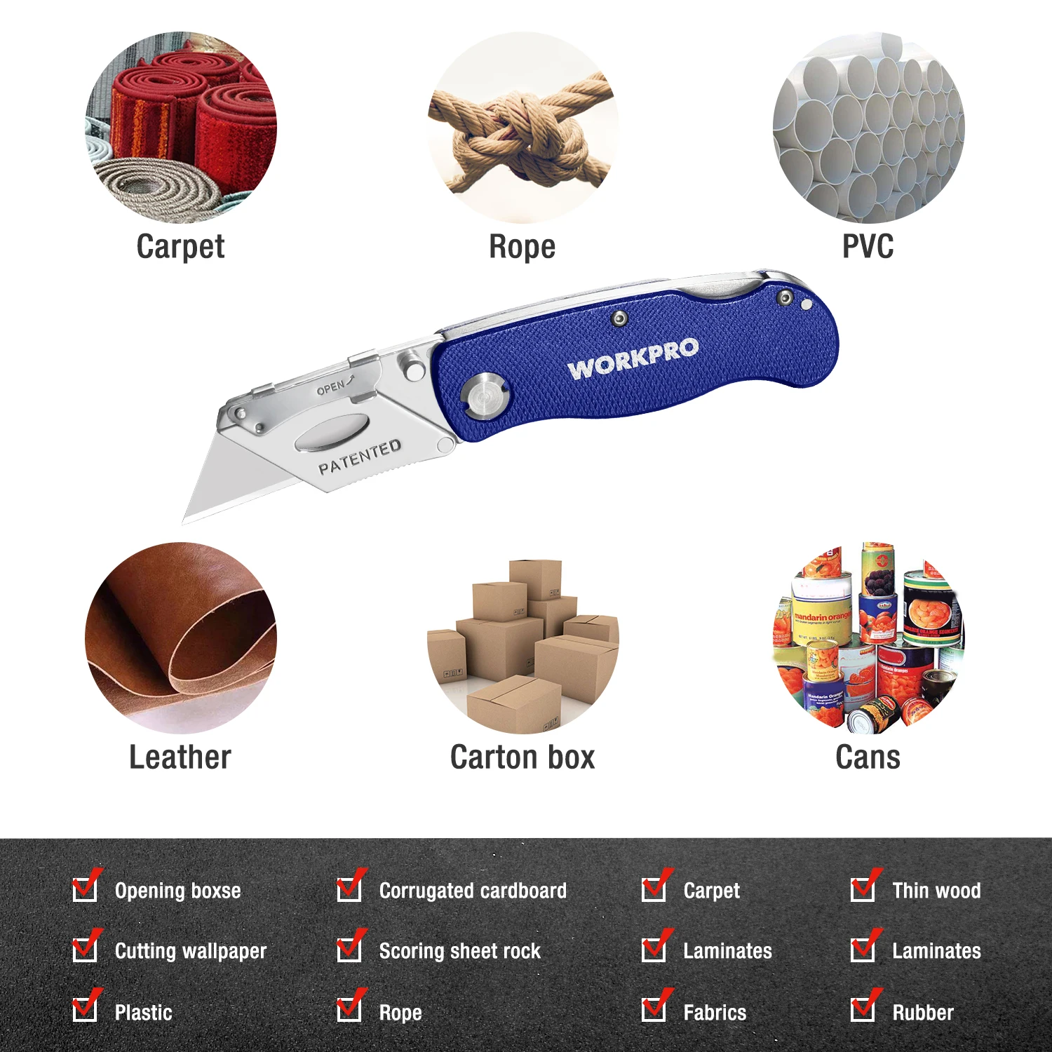 Складной нож WORKPRO с алюминиевой ручкой портативный универсальный резец для труб