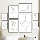 Абстрактная однолинейная художественная фигурка, холст, живопись, абстрактный танцор, Настенная картина, минималистичный современный и Печатный домашний декор, плакат