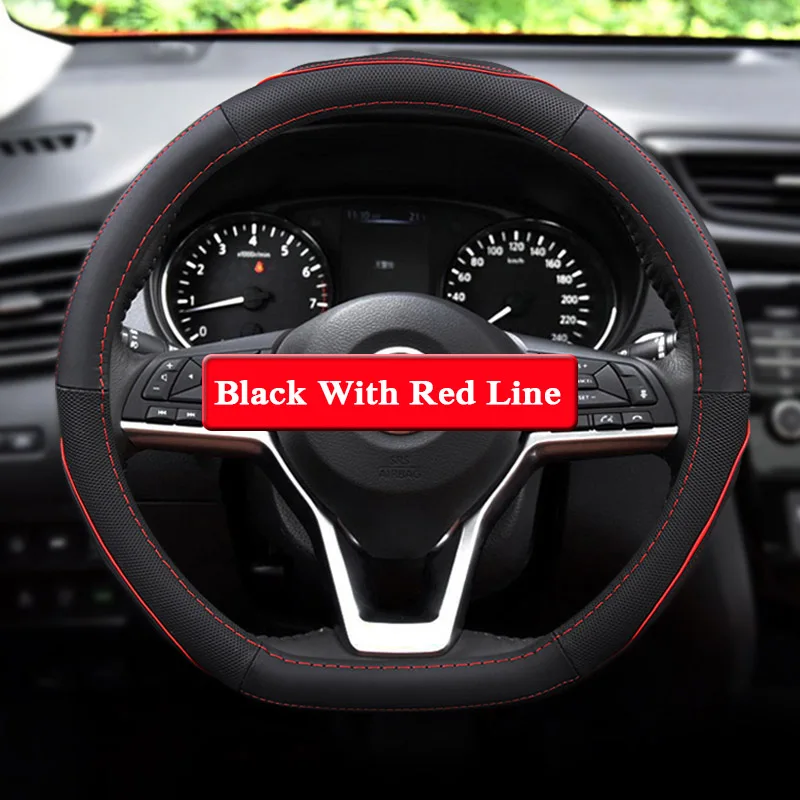 

QCBXYYXH Car Styling For Nissan Kicks X-Trail Rogue 2017-2019 Steering Wheel Covers Leather steering-wheel Cover accessory