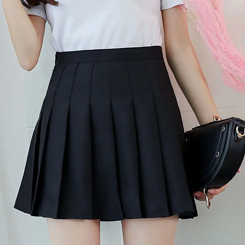 Girls XXL 6 Colors Streetwear Harajuku Skater Skirt Plain Gray White Black Pleated High Waist Korean Kawaii Mini | Женская одежда