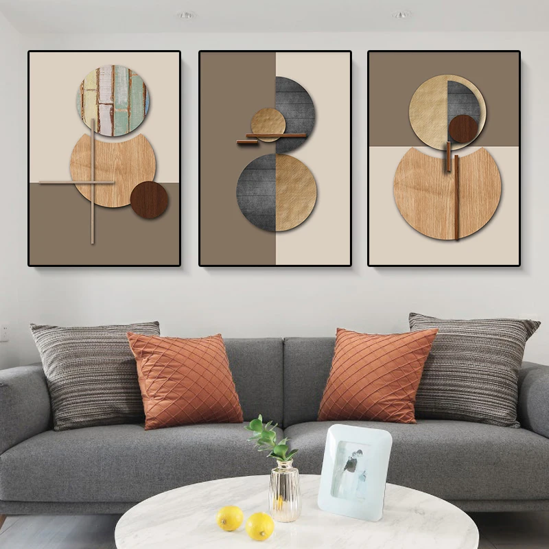 

Brown Beige Splice Posters and Prints Wall Art Abstract Geometric Canvas Painting Modern Minimalist Living Room Home Decoration
