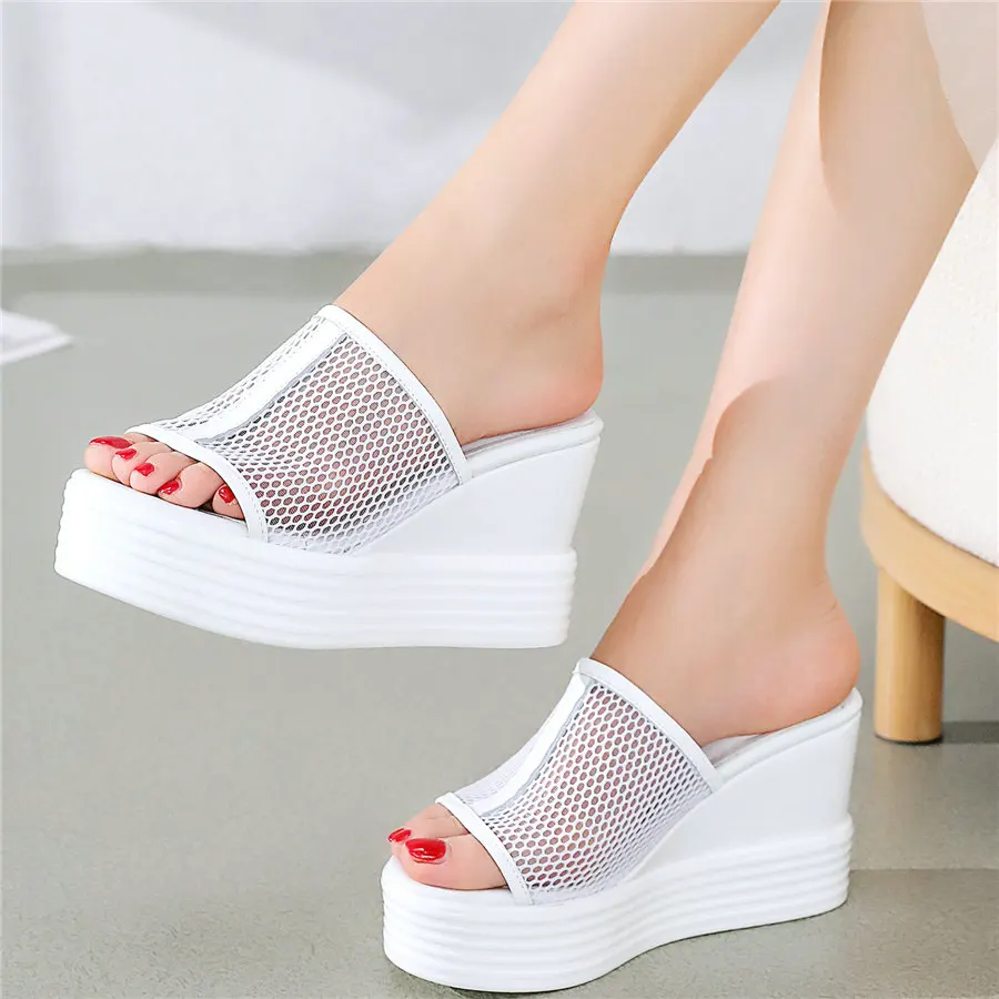 

Platform Pumps Shoes Women Mesh Wedges High Heel Slippers Female Open Toe Roman Gladiator Sandals Summer Outdoor Casual Shoes