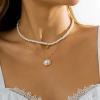 layered pearl beads choker necklace for women trendy pearlheartcoin pendants necklaces set 2022 fashion jewelry for neck gifts