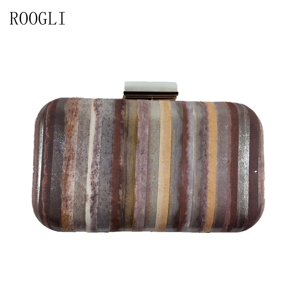 Винтажная вечерняя дамская сумочка в полоску маленькая квадратная мессенджер