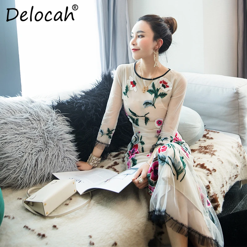 Женское Сетчатое платье трапеция Delocah подиумное дизайнерское элегантное с