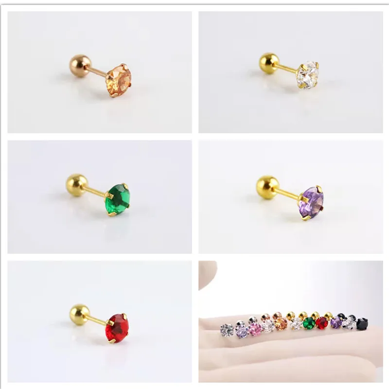 

50pcs Body Jewelry Piercing - Thin Bar 20G~0.8mm Round Colorful CZ Gems Earring Ear Helix Bar Lobe Cartilage Tragus Diath Studs