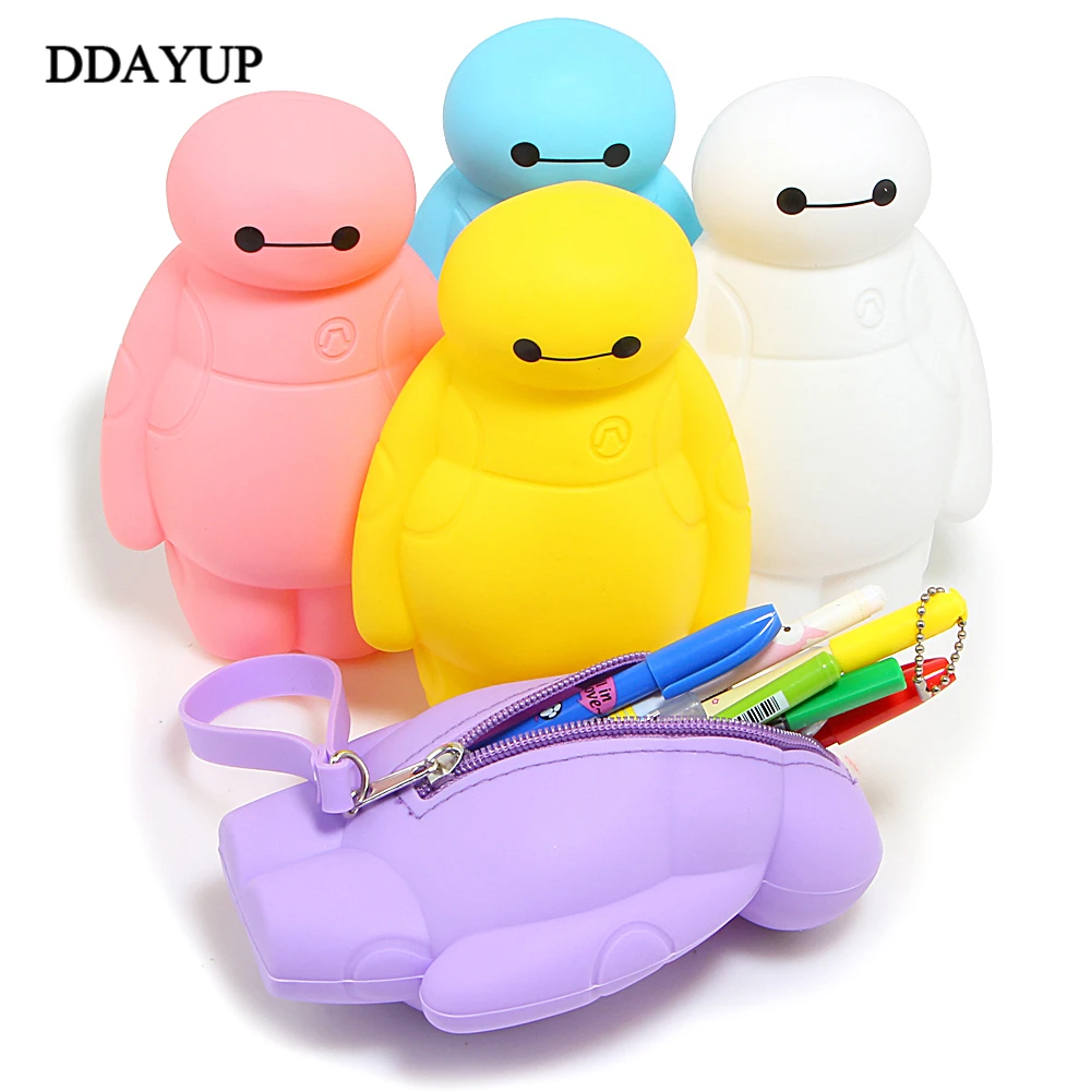 

New Silicone Big Hero 6 Baymax Kawaii Pencil Cases Multi-functional Stationery Pen Bags Storage Pencil Box School Supplies