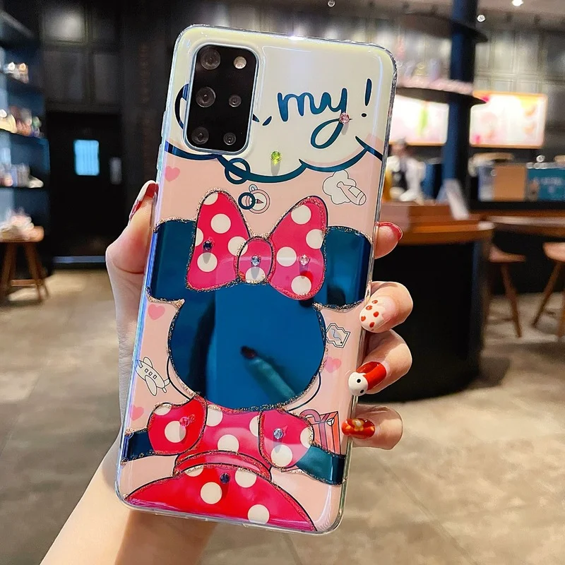 Disney cartoon Minnie Blue Ray Phone Case For Samsung Galaxy S20 S21Ulta Note20 plus S20Fe S10 point drill soft cover | Мобильные