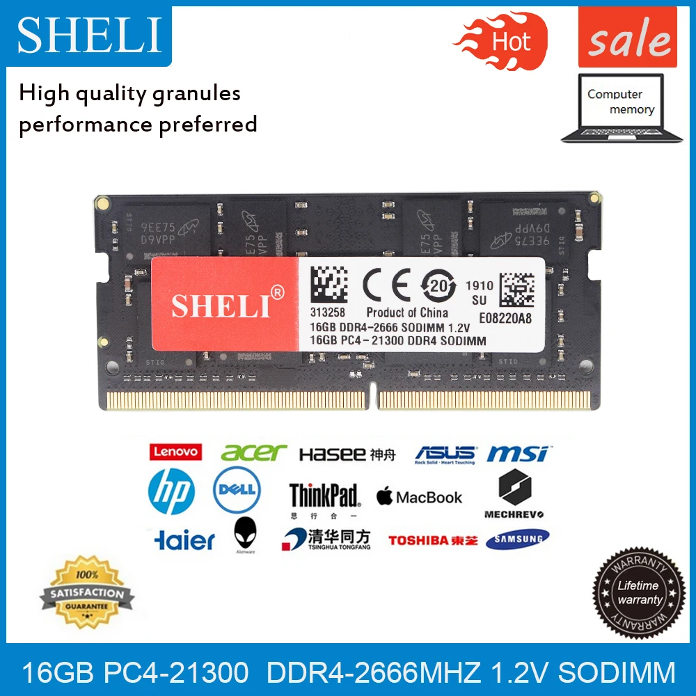 SHELI 16GB PC4 21300 2666V DDR4 2666MHz 260Pin SODIMM лэптоп ноутбук Память RAM|Оперативная память| |