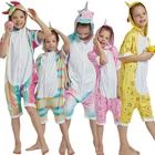 Летние детские пижамы кигуруми, комбинезон, одежда для сна в виде единорога для детей, комбинезоны в виде единорога, комбинезоны в виде животных, лисы, детские костюмы