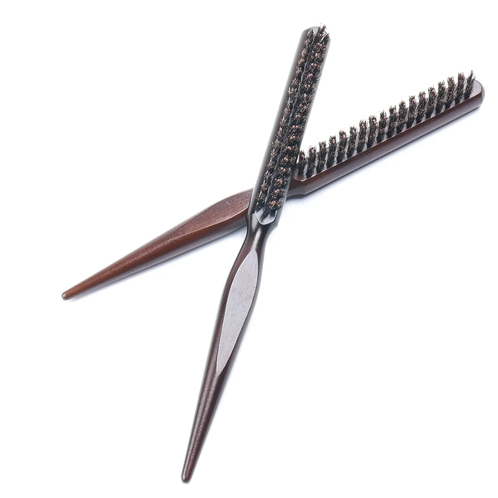

Fancy Hair Brush Wood Handle Boar Bristle Beard Brush Comb Detangling Pointed Tail Comb Hairdressing Styling Tools