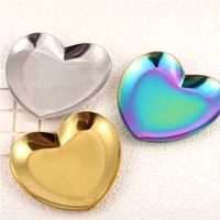 1pcs heart nail color painting palette stainless steel gel polish pallet display board practice drawing shelf nail art tool