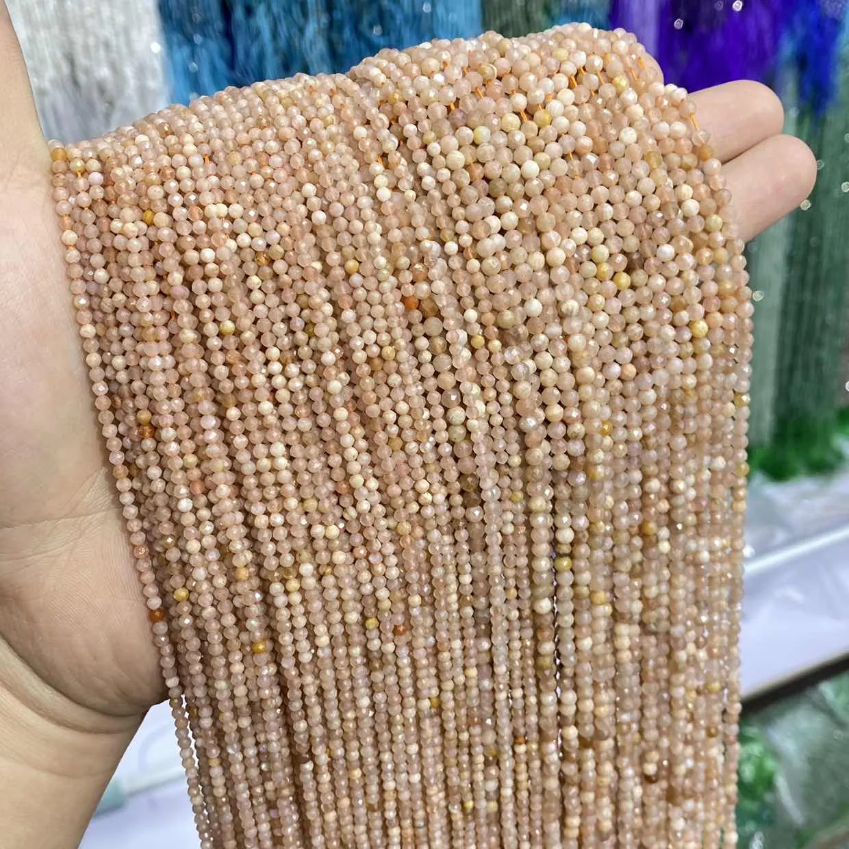 

Factory Price Natural Sunstone 2mm 3mm 4mm Faceted Round Small Size Natural Gemstone Beads For Jewelry Making Accessories