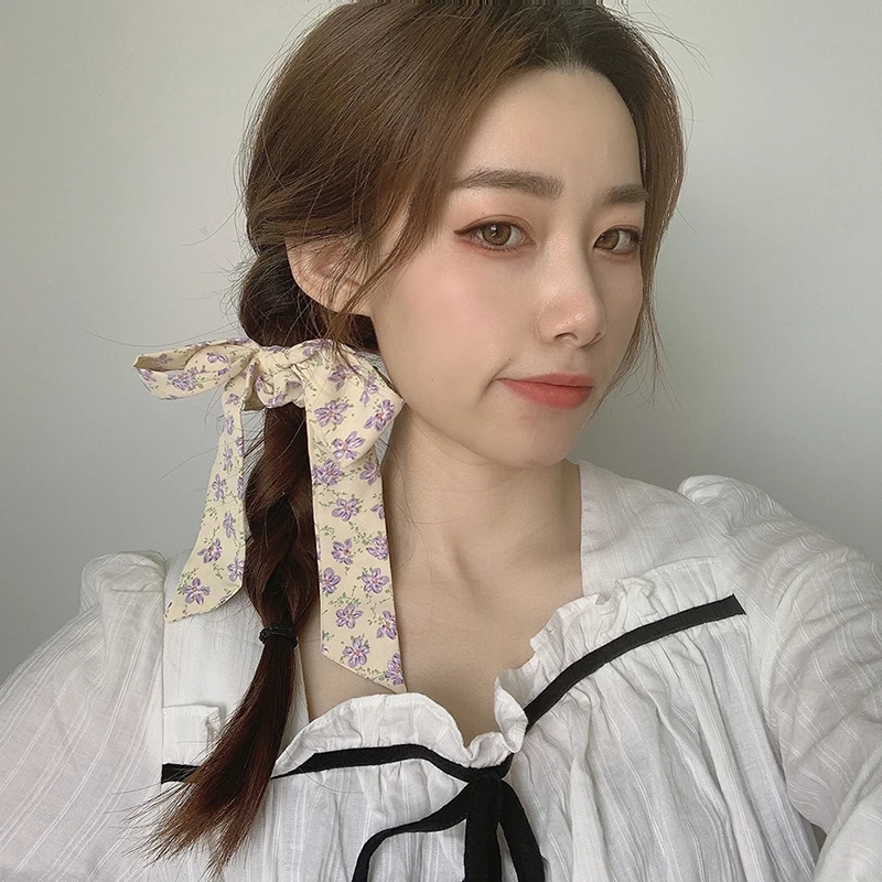 

Fashion Chiffon Bowknot Elastic Headband Women Hair Ties Girls Scrunchies Ponytail Holder For Lady Bands Accessories Printing
