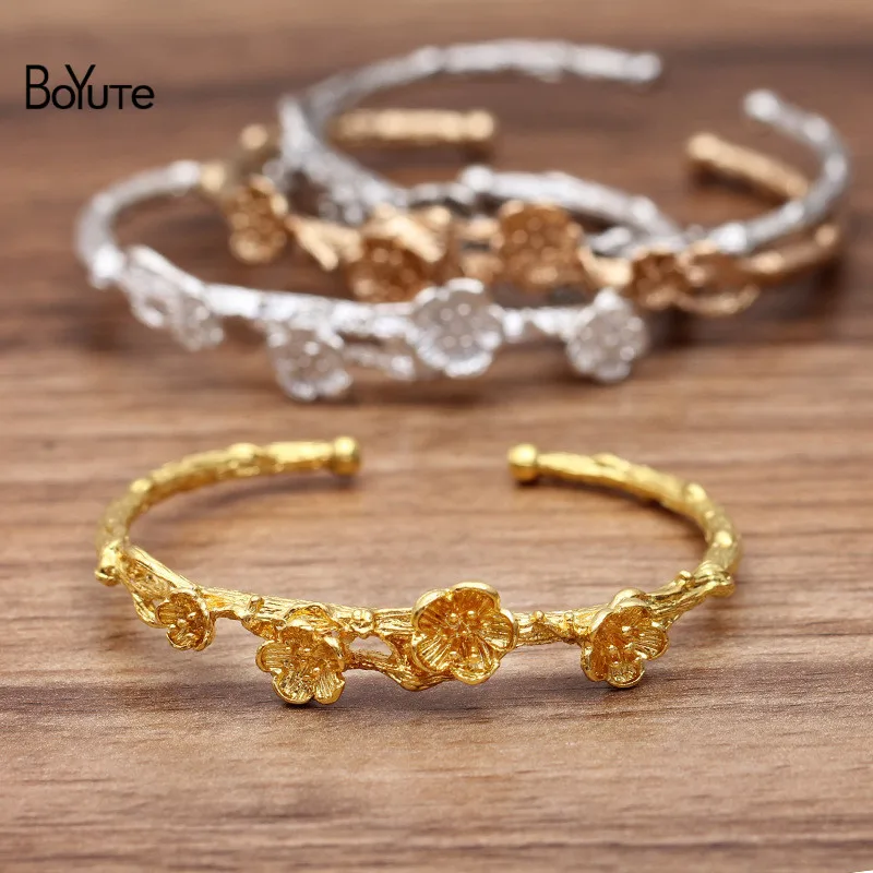 Женский браслет с цветочной веткой BoYuTe ювелирный аксессуар из металлического