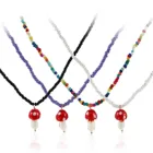В богемном стиле симпатичные разноцветные бусы цепь кулон в виде гриба ожерелье смолы овощи продукты колье ожерелье для женщин, ювелирные изделия для девушек, подарок