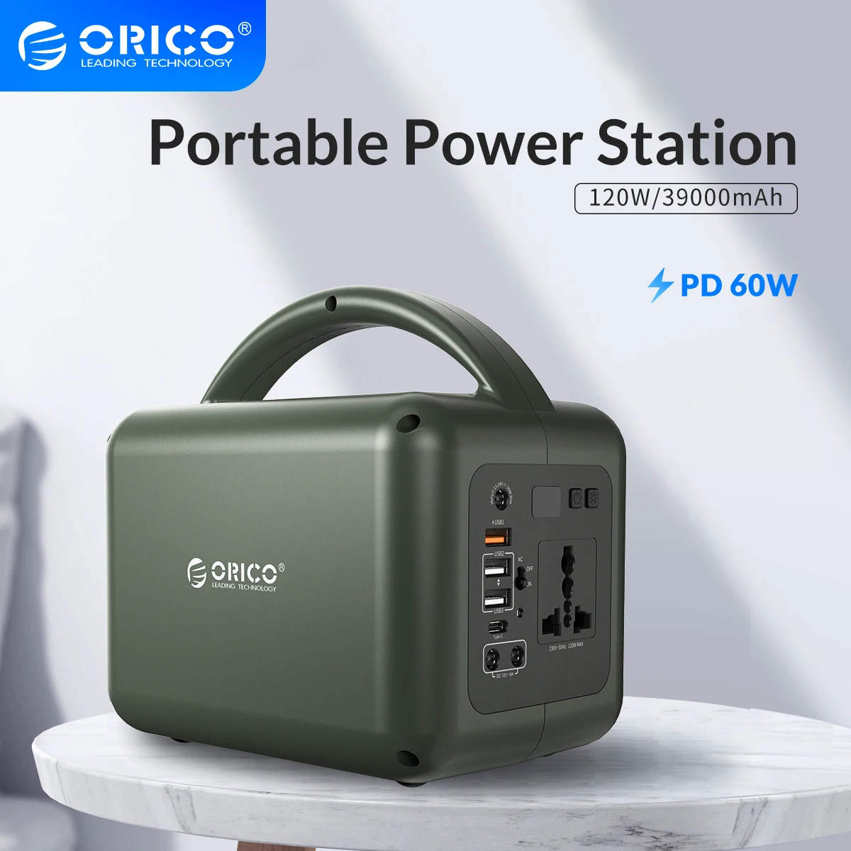 ORICO-estaci&oacute;n de energ&iacute;a port&aacute;til PD, carga r&aacute;pida para viajes al aire libre, bater&iacute;a de respaldo de 120W, salida de CA de 39000mAh, tipo C-0