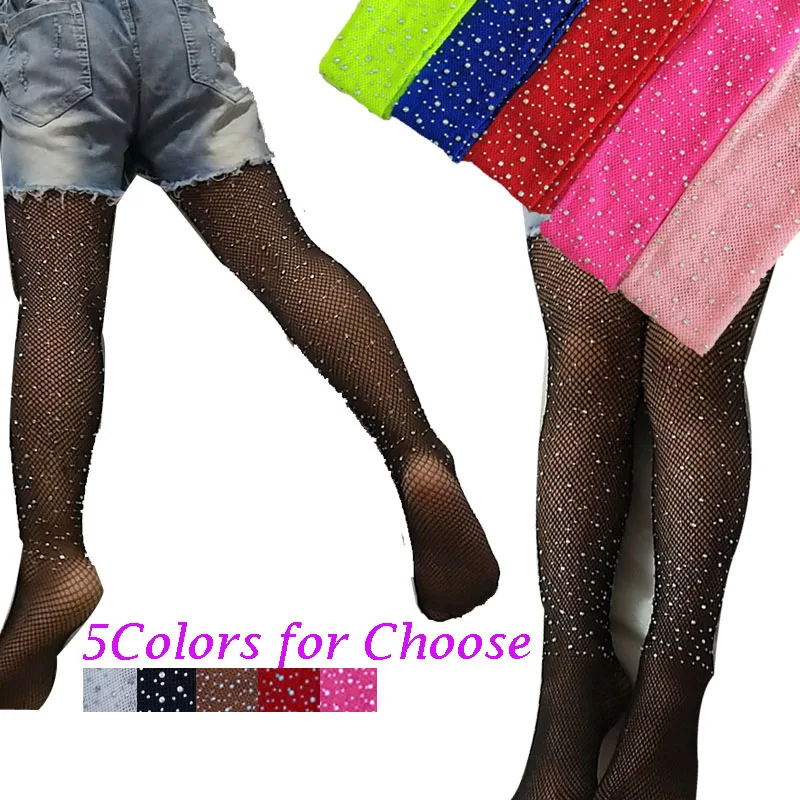 Новое платье для маленьких девочек Стразы чулки в сетку сетчатые колготки