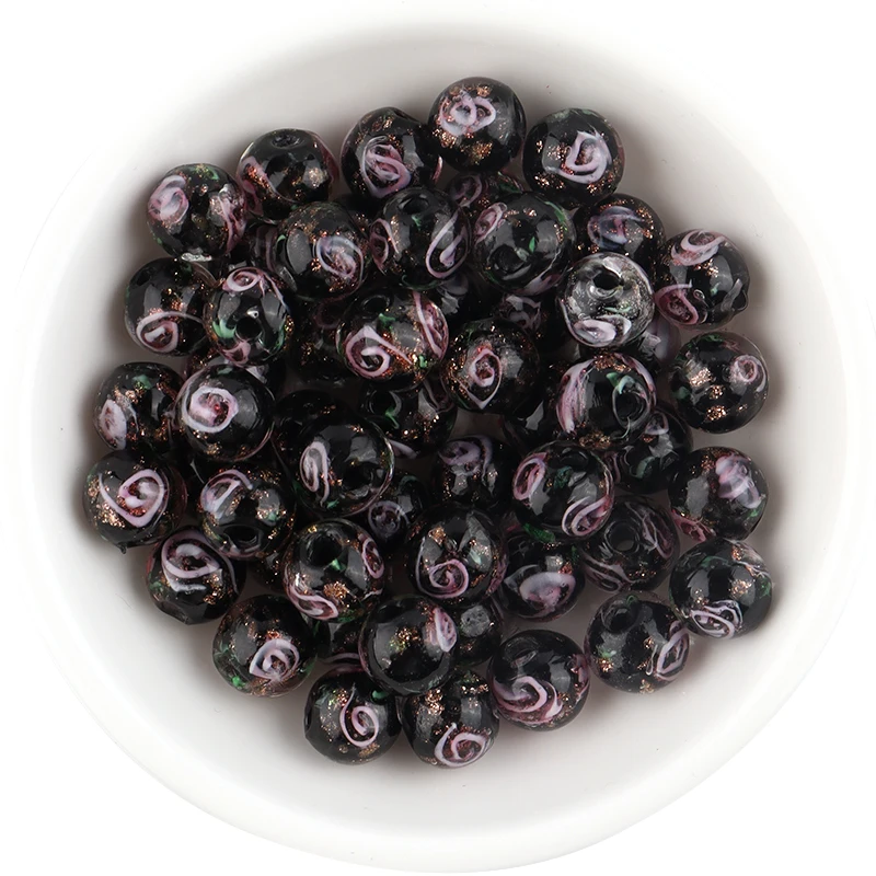 10 шт. разноцветные стеклянные бусины в форме цветка |