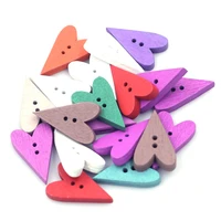 20pcs mixed random love heart wooden sewing buttons 2 holes diy clothing crafts scrapbook gift making accessories 23x15mm