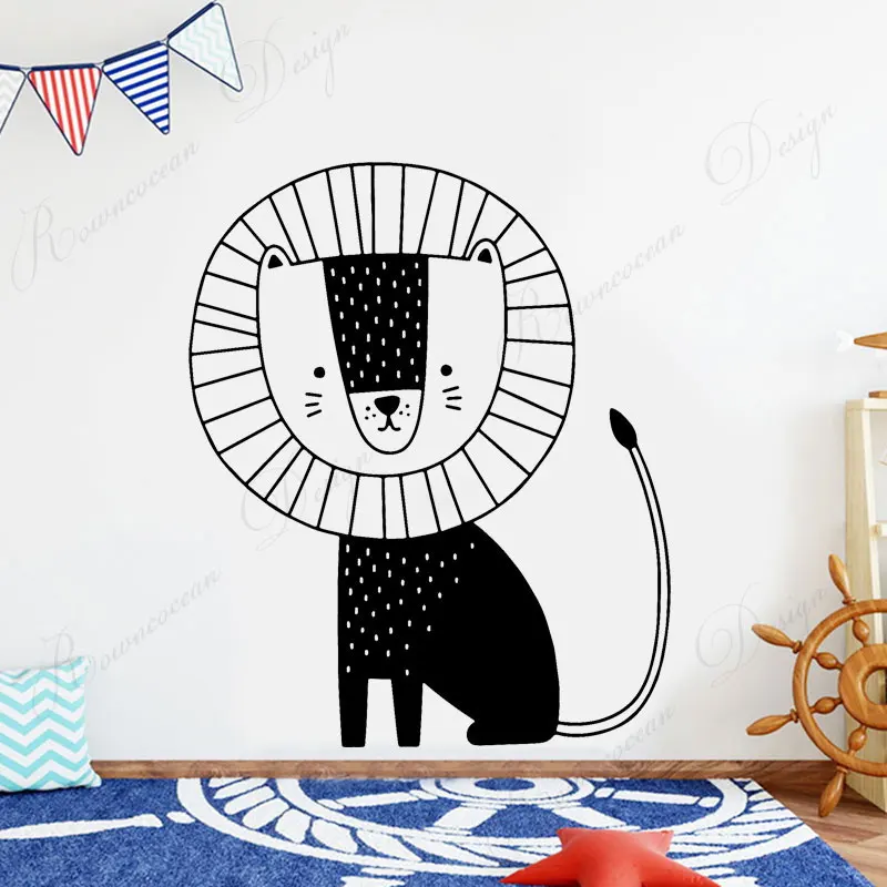 Мультфильм Tribal Lion диких животных Woodland стикер стены винила декора дома Детская