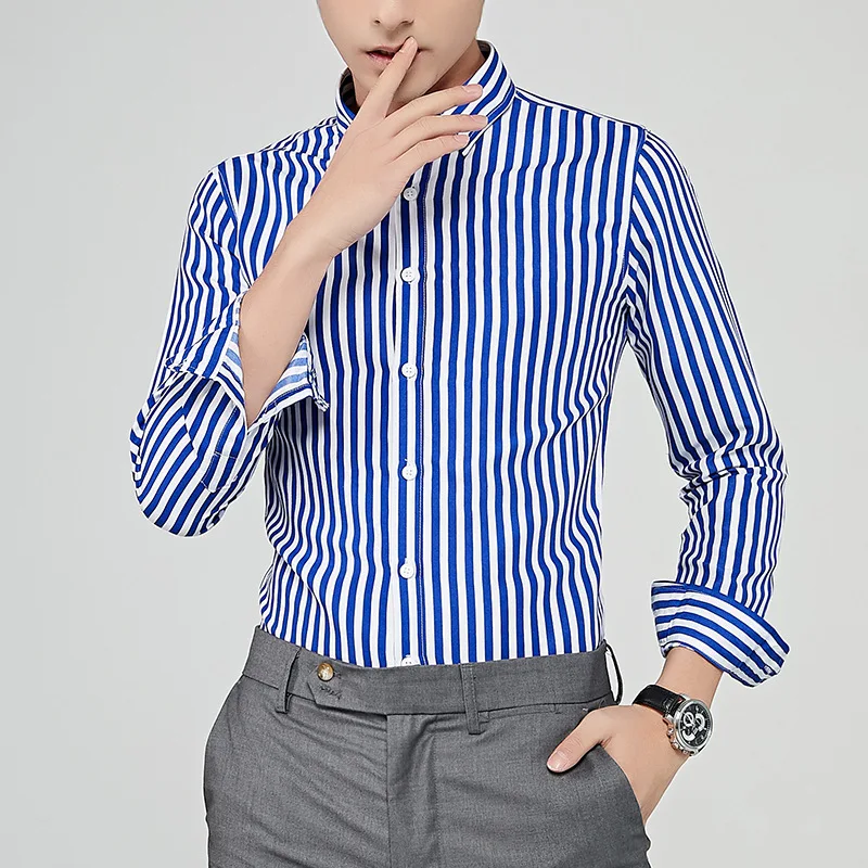 Рубашка MRMT мужская с длинным рукавом в полоску для отдыха 2021 | Мужская одежда