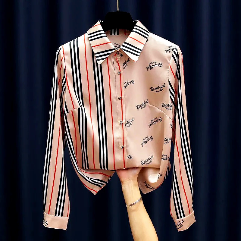 Женская блузка с длинным рукавом принтом весна-осень LS063 | одежда