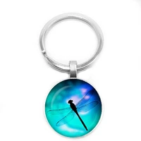 2018 new glass dome dragonfly diy handmade personality keychain welcome to map private custom