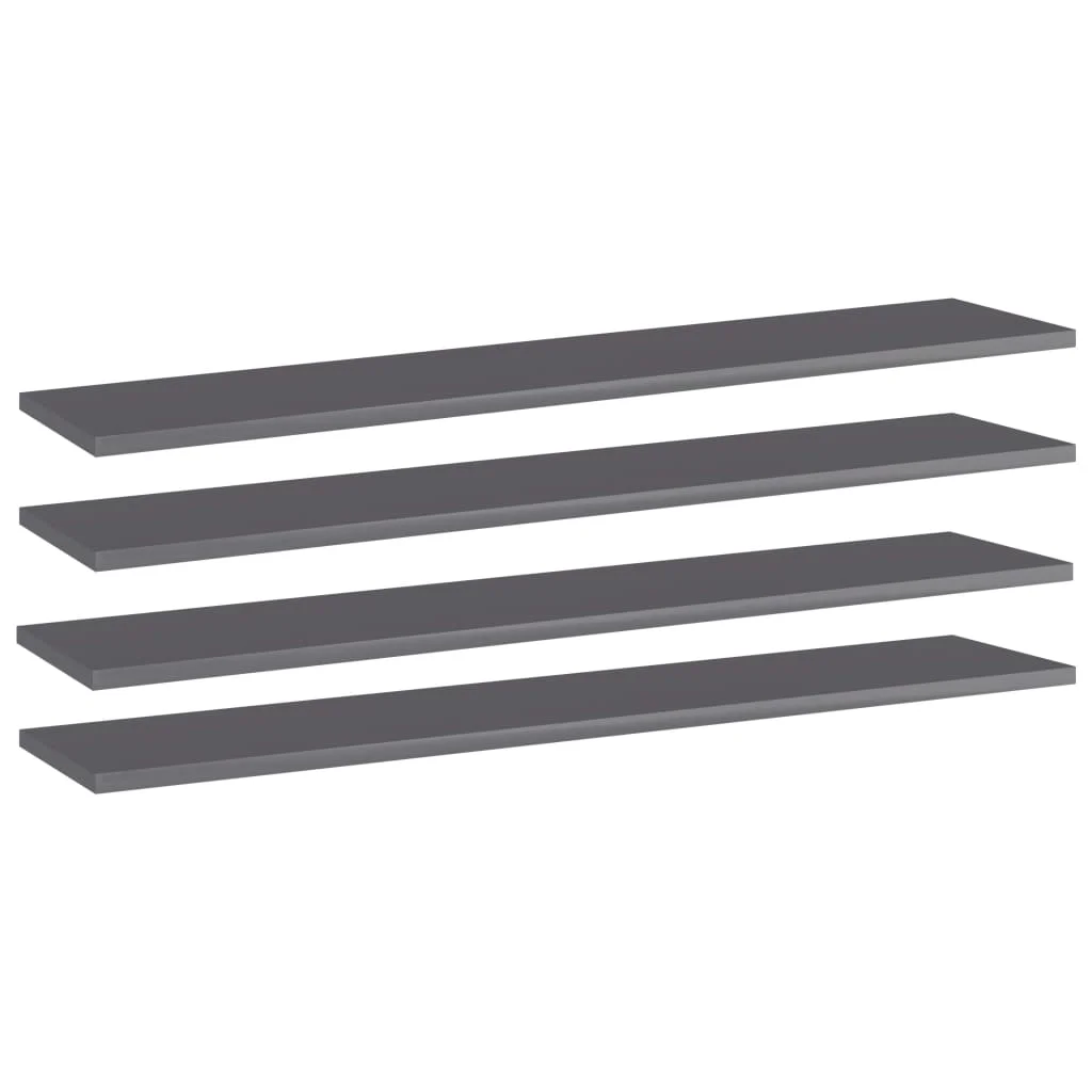 

Bookshelf Boards 4 pcs High Gloss Gray 39.4"x7.9"x0.6" Chipboard