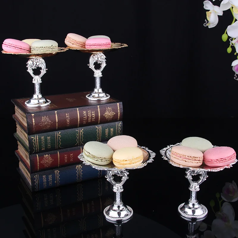 Комплект из 2 предметов: Подставка для торта золотого и серебряного цвета круглый