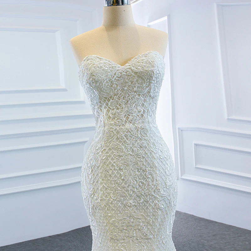 J66660 JANCEMBER Full Body Heavy Hand Embroidered Mermaid Wedding Dress 2021 Sweetheart Sleeveless Sequined