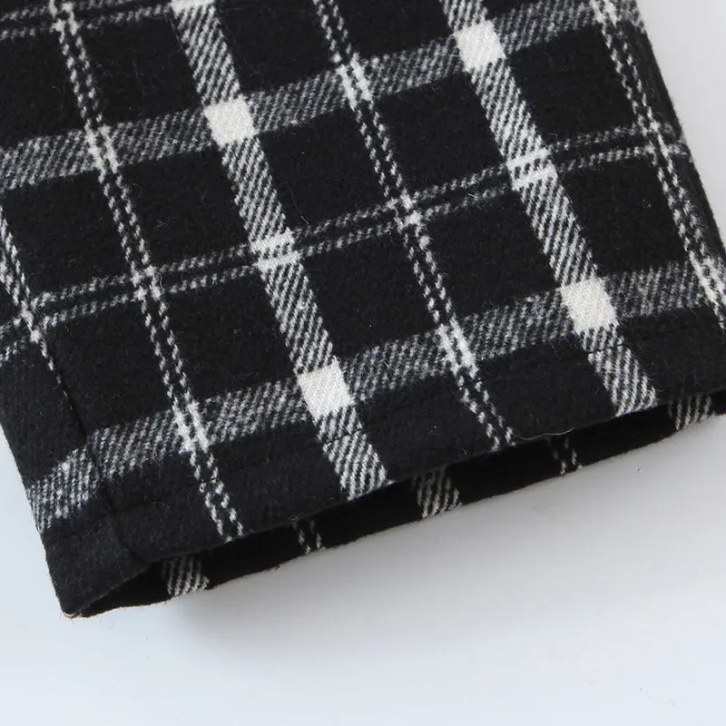 

Artsnie vintage black plaid high waist pants women winter streetwear casual zipper pockets trousers long harem pants mujer