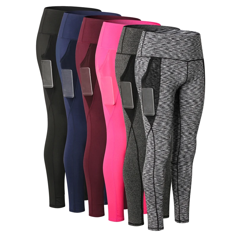 

6 Colors High Elastic Women Pants Seamless Tummy Control Gym Energy High Waist Sport Leggings Mesh Pocket Running Pants