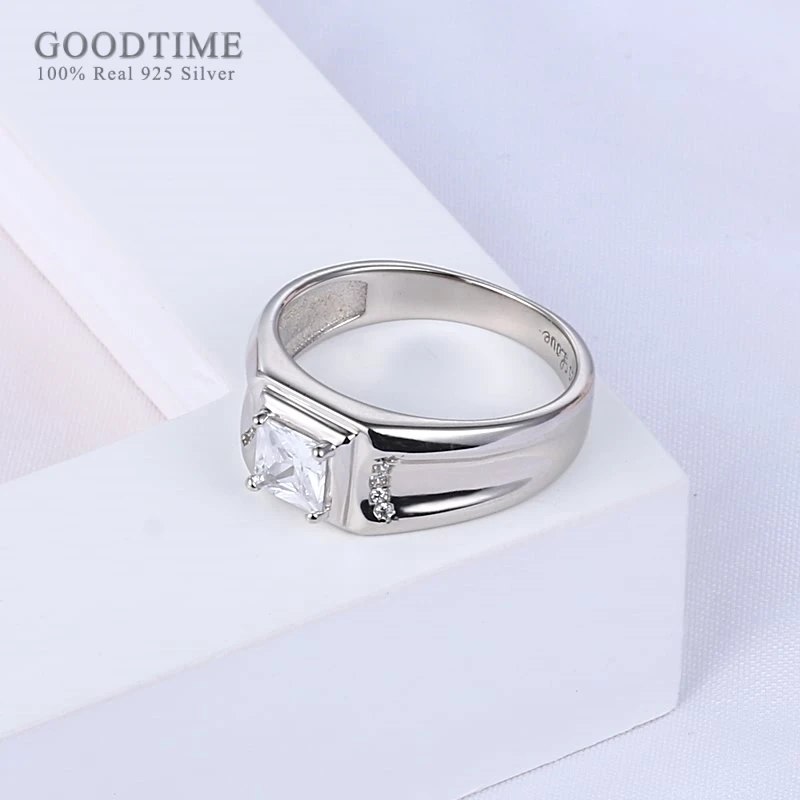 Мужское кольцо из серебра 100% пробы с фианитом | Украшения и аксессуары