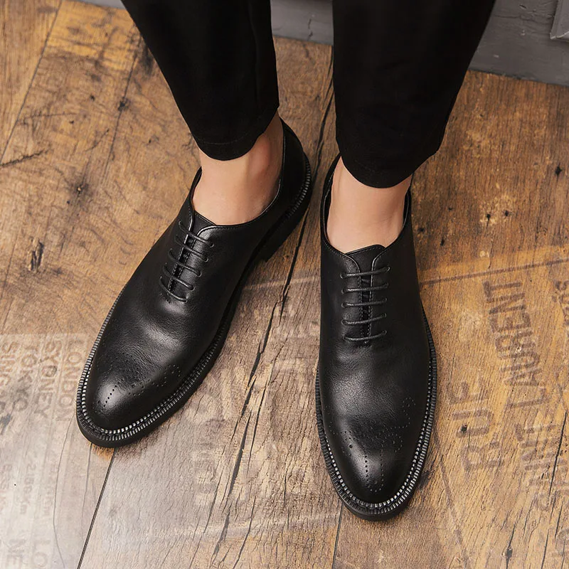 

Men Flats Leather Dress Shoes Pointed Oxford Flat Male Casual Shoes lace up breathable fashion Men's Luxury Brand big size 48