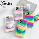 Роскошный плюшевый Радужный чехол для телефона Samsung Galaxy S21 note 20 S20 Ultra A7 A9 2018 Note10 8 9 S7 S8 S9 S10 J4 J6 A6 A8, чехол