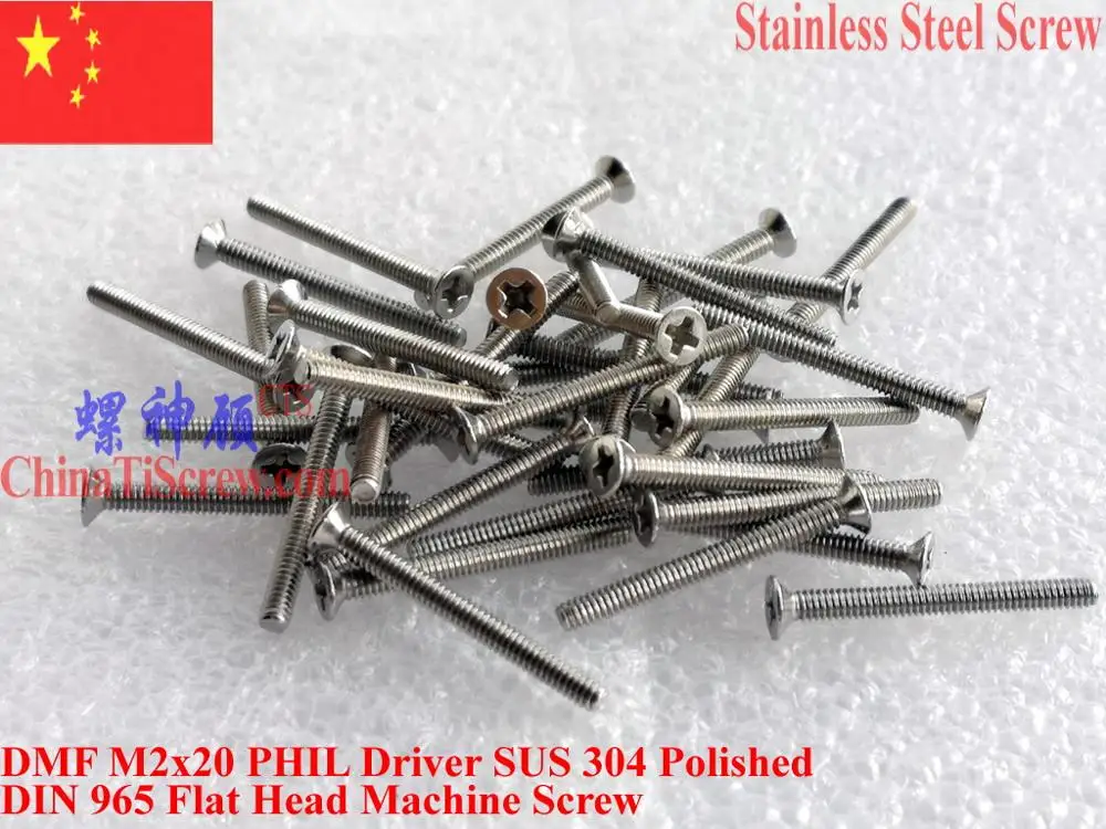 DIN 965 Нержавеющая сталь винты M2x20 с плоской головкой 0 # Phillips драйвер A2 70