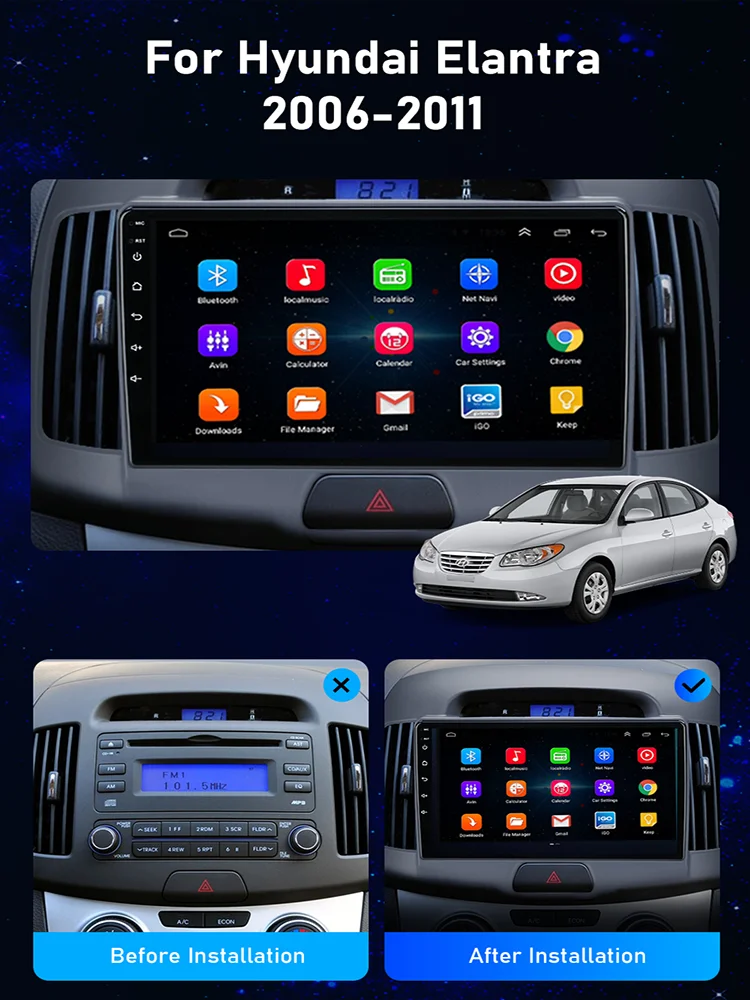

Автомагнитола 2 Din, 4G, Wi-Fi, Android 10,0, DVD, радио, аудио, мультимедийные проигрыватели, GPS-навигация для HYUNDAI Elantra 2006-2011, Авторадио Carplay