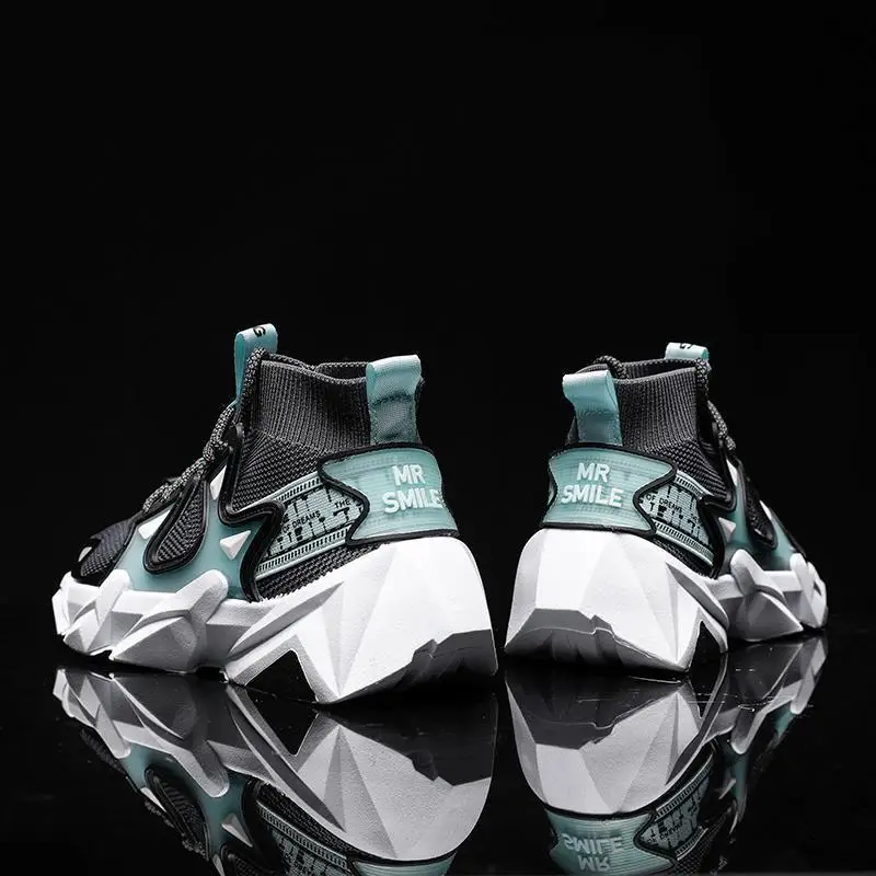 

2020 Spring and Autumn New Style Breathable Casual Sports Shoes Fashion and Personality Dad Shoes Socks Port Trend Mid-top MEN'S
