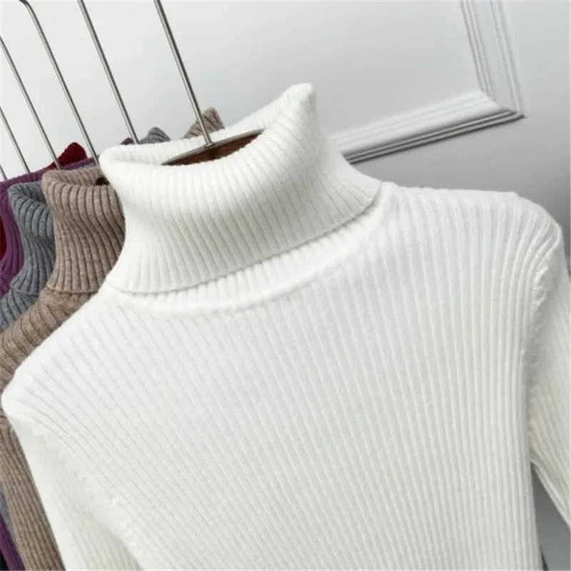 

2021 autumn winter Women Knitted Turtleneck Sweater Casual Soft polo-neck Jumper Fashion Slim Femme Elasticity Pullovers