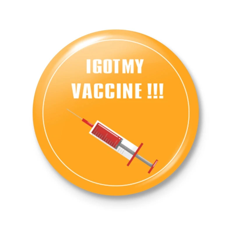 

3 Pieces Vaccinated Button Pins I Got My Flu Shot Letters Round Plastic Brooch Sweater Mini Memorial Badges Sign Universal Healt