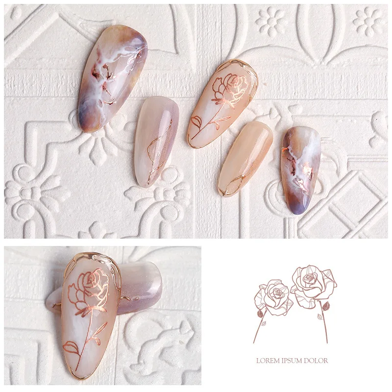 

1 piece of rose gold 3D nails golden rose sticker stickers nail stickers new