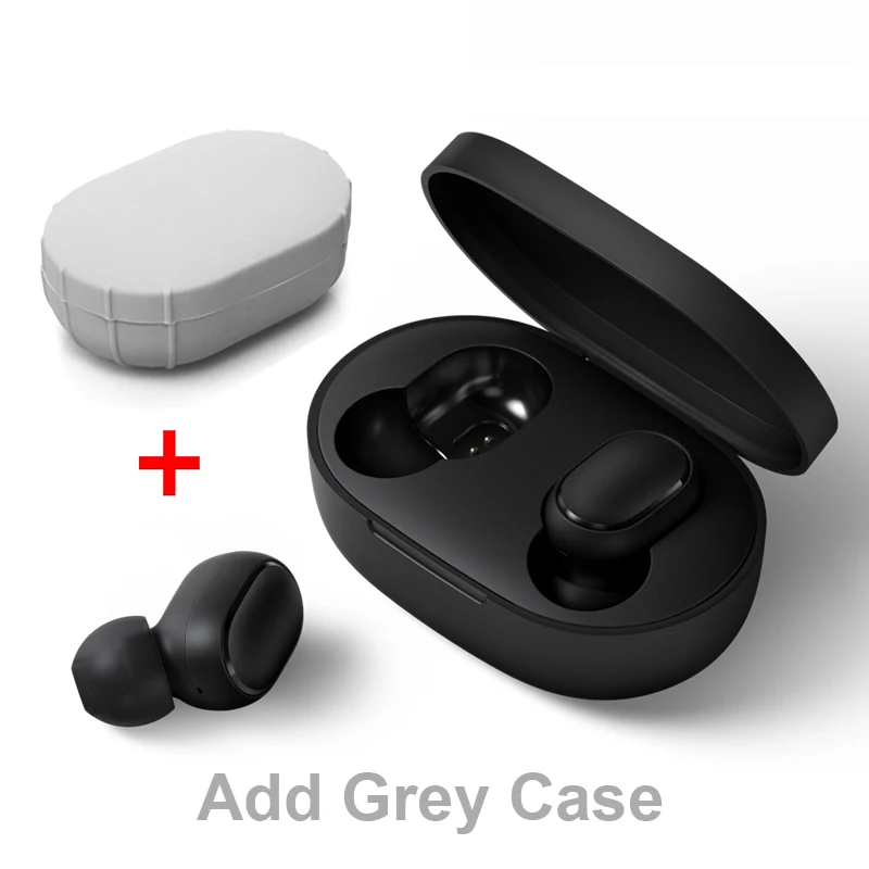 Add grey case Xiaomi Redmi Airdots TWS Bluetooth стерео наушники с басами BT 5,0 Eeadphones с микрофоном, наушники с поддержкой AI - Цвет: Add grey case