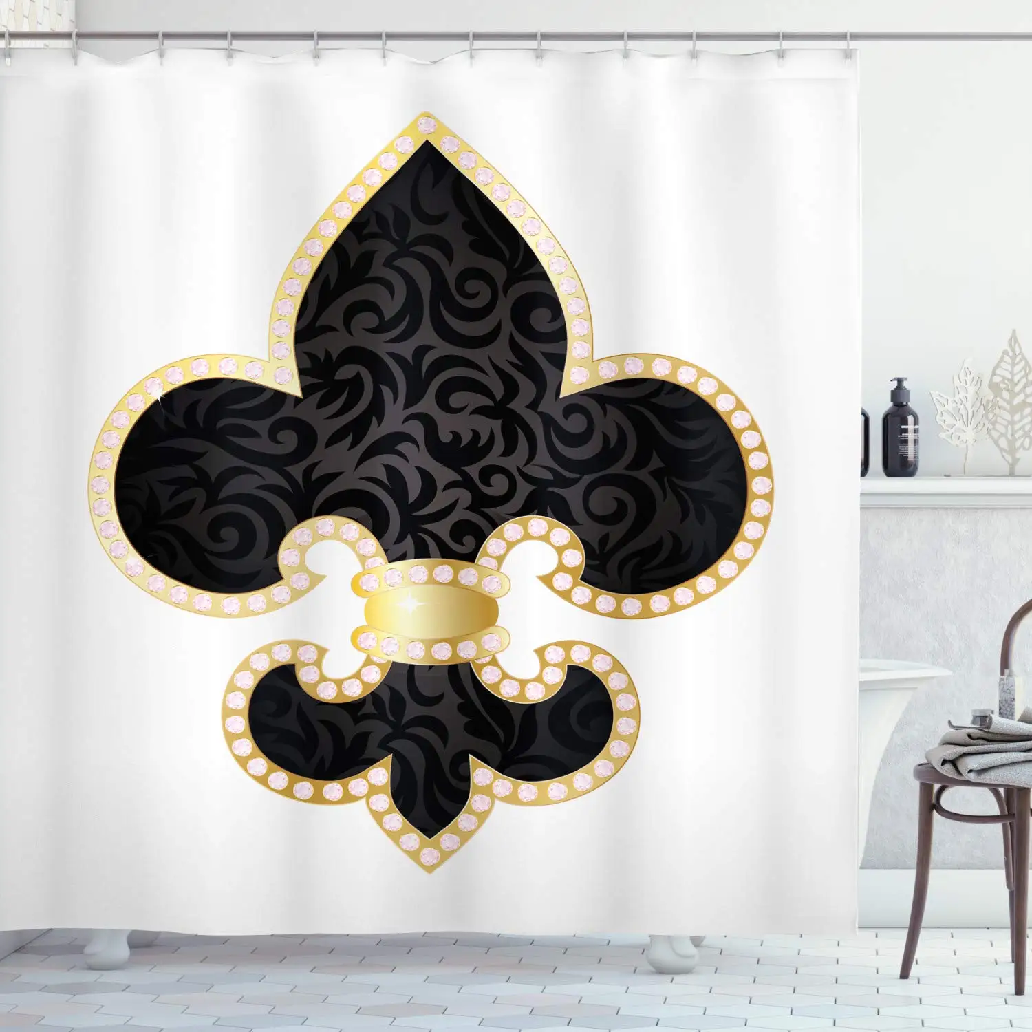 Fleur De Lis душ Шторы КОРОЛЕВСКАЯ ЛИЛИЯ Франции Империя Семья Insignia дизайн
