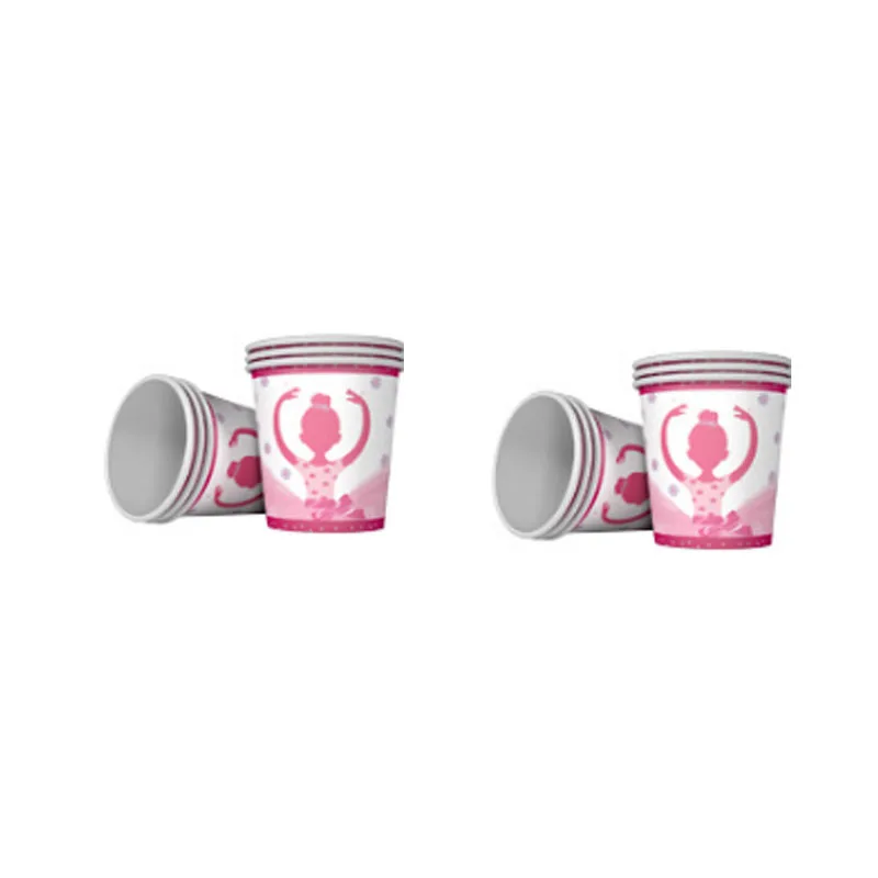 cup 6pcs Новые балетные темы бумажные подносы для десерта одноразовые стаканчики столовые Свадебные украшения день рождения ребенок розовый девушка серии поставки - Цвет: cup 6pcs