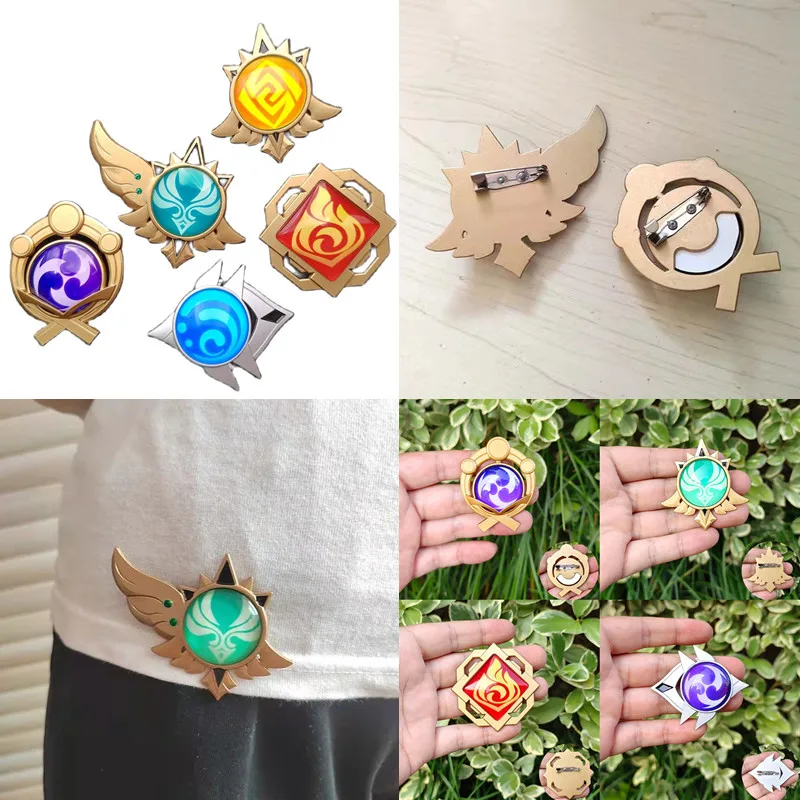 

2023 Game Genshin Impact Vision Lnazuma Ganyu Keqing Wendi Xiao brooch Luminous 7 Element Weapons Eye Of Original God Toy Badge