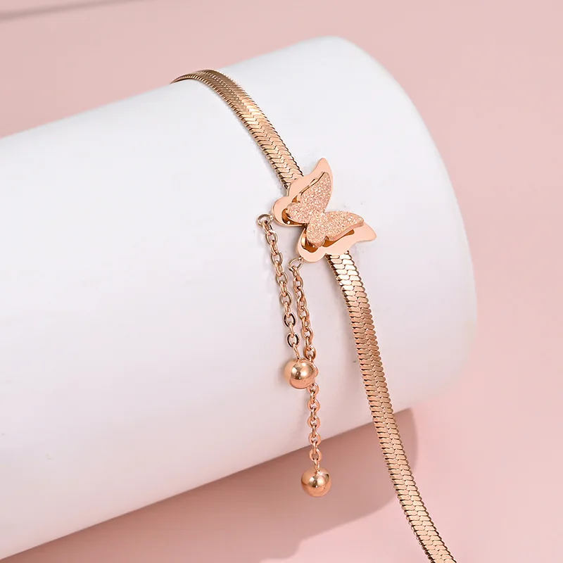

BTS-572 Titanium Steel Gilded Butterfly Bracelet for Woman 2020 New Kpop Tassel Bracelet Girl Friend Gift Fashion Jewelry