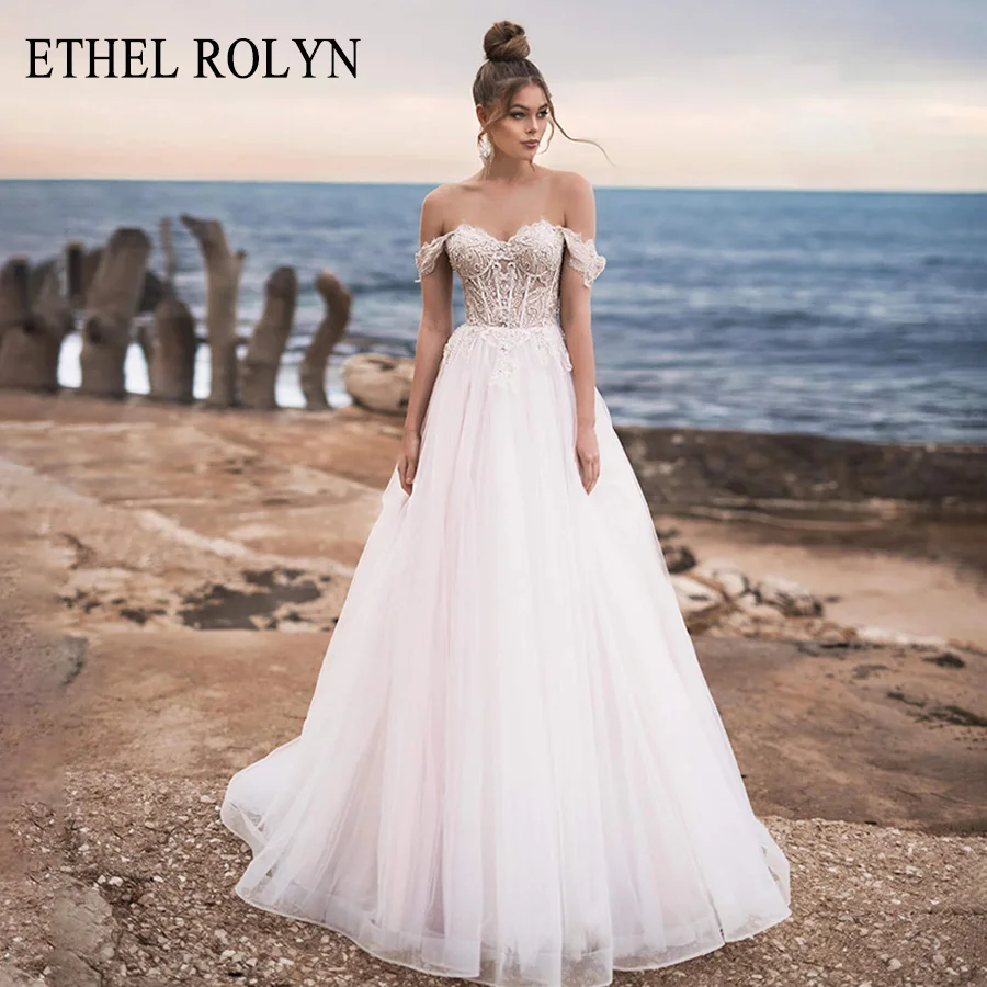 Женское свадебное платье ETHEL ROLYN ТРАПЕЦИЕВИДНОЕ кружевное пляжное невесты с