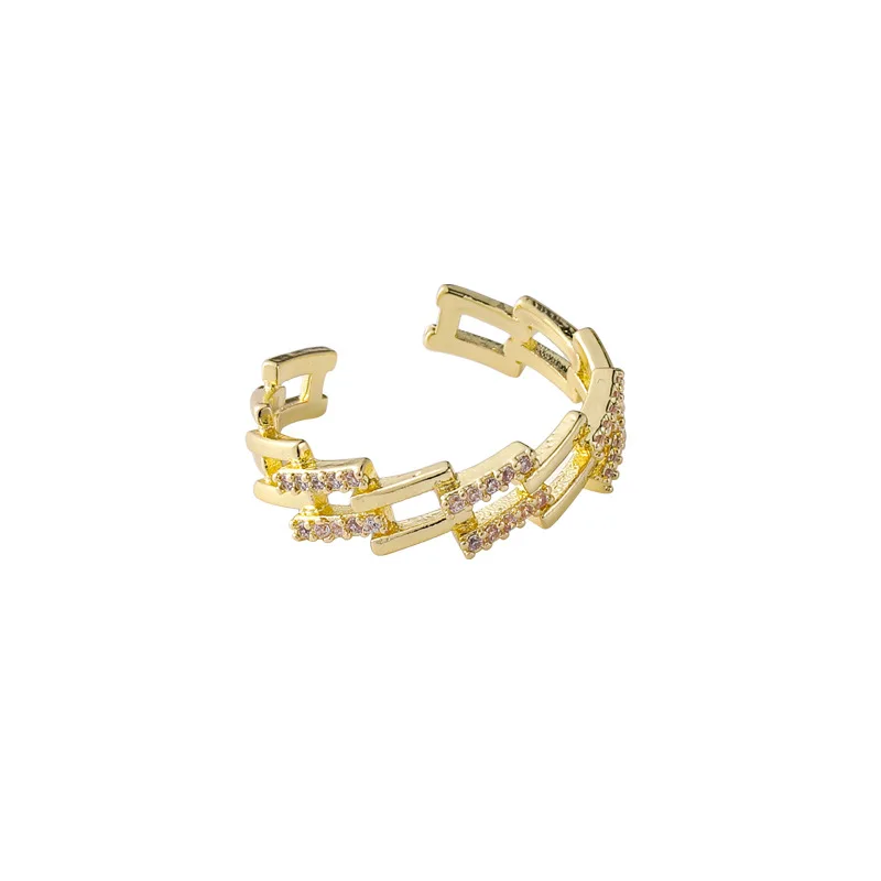 

2021 Korean New Exquisite Square Staggered Ring Fashion Simple Temperament Open Ring Women's Jewelry